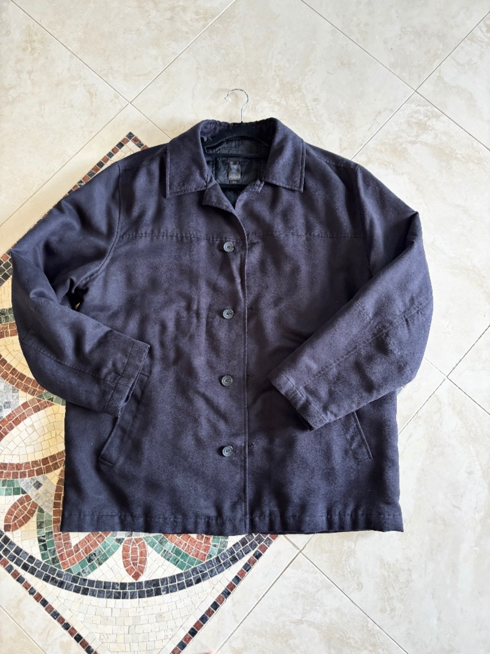 Vintage Claiborne Men’s Faux Suede Car Coat Jacket Black Size XL